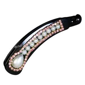 Haarspange Bananenspange Strass & Acryl Haarschmuck rosa gold weiss schwarz 7534d